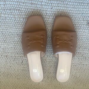 Bruno Magli Tan Leather Slide Sandals